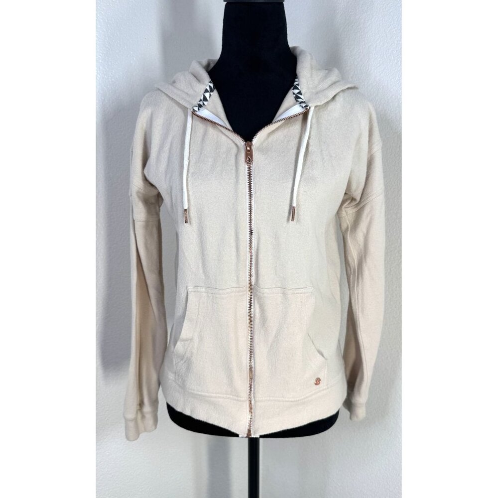 Volcom Womens XS Lived In Lounge Hoodie With Rose Gold Zipper &‎ Details Beige
